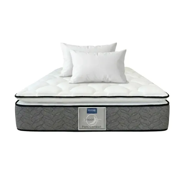 Colchón Matrimonial Restonic Ortopédico Pillow Top | Resortes Continuos + 2 Almohadas | 135x190 Cm | Anti Ácaros | Firme